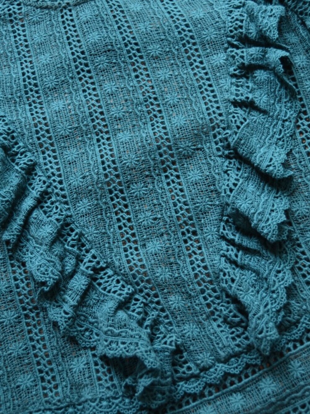 Sezane Madeline Lace Blouse Womens Size 34 Romantic Victorian Ruffle Top - Picture 8 of 15